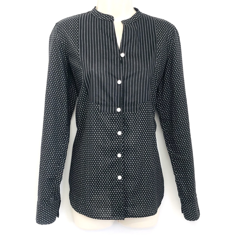 Lauren Jeans Co Black White Tuxedo Blouse